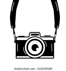 Hanging Camera with strap vector