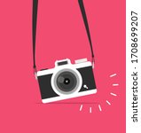 hanging camera vector flat style concept