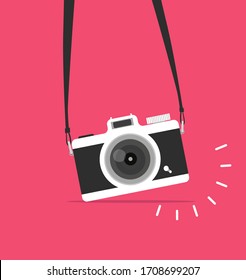 hanging camera vector flat style concept