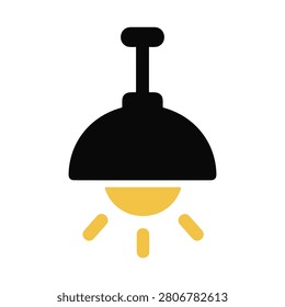 Hanging Ceiling Lamp Icon Containing interior lighting, home decor, illumination, electricity, and furniture. Solid icon