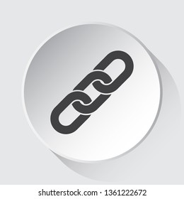 hanging chain - simple gray icon on white button with shadow in front of light gray square background