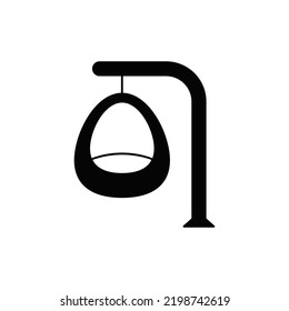 Hanging chair icon in black flat glyph, filled style isolated on white background