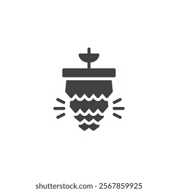 A hanging chandelier with crystals vector icon. filled flat sign for mobile concept and web design. Chandelier glyph icon. Symbol, logo illustration. Vector graphics