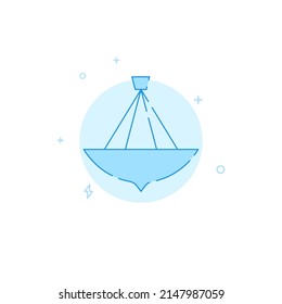 Hanging chandelier vector icon. Flat illustration. Filled line style. Blue monochrome design. Editable stroke. Adjust line weight.