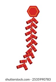Ilustração de vetor de foguete chinês suspenso. Conceito de Ano Novo Chinês. Isolado no fundo branco. Desenho temático Ano Novo Chinês Lunar