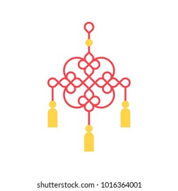 Hanging Chinese knot for lunar new year, flat design icon
