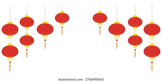 Frontera de linternas rojas chinas colgantes para la decoración del año nuevo	