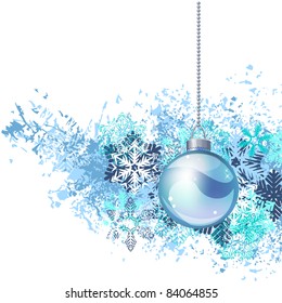 Hanging Christmas ball with different snowflakes on white