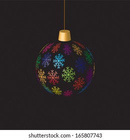 hanging christmas ball with snowflakes