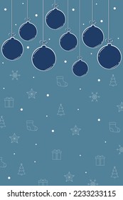 Colgando bolas de Navidad. Fondo con decoraciones y espacio de copias. Ilustración del vector