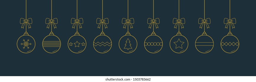 Hanging Christmas balls. Banner with decorations. Banner. Vector
