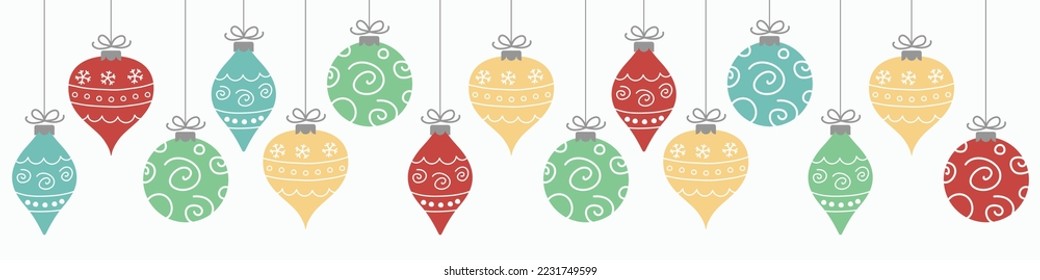 Hanging Christmas balls. Banner. Vector illustration