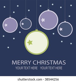 Hanging Christmas Balls - Greeting Card Vector Template