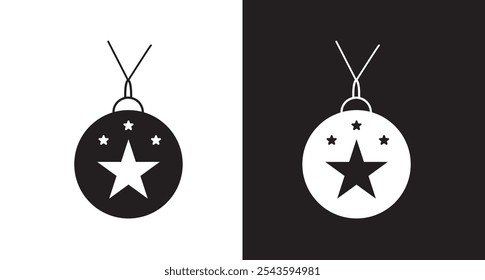 hanging christmas balls icon line. Christmas ball icon in outline style isolated on white and black background . New year symbol vector illustration.