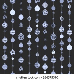 Hanging christmas balls seamless monochrome background