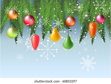 Hanging christmas balls. Vector