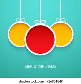 Hanging Christmas balls. Vector illustration.