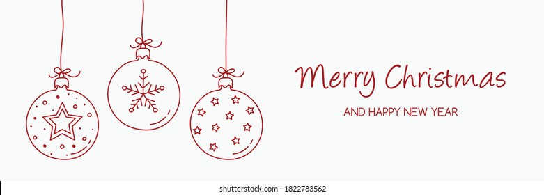 Hanging Christmas balls. Xmas banner. Vector