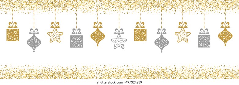 Hanging Christmas Decoration with Sparkle and Greetings