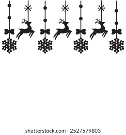 Hanging Christmas garland with reindeer isolated on a white background