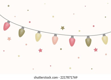 Hanging Christmas lights. Vector illustration