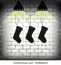 Hanging christmas socks illustration.