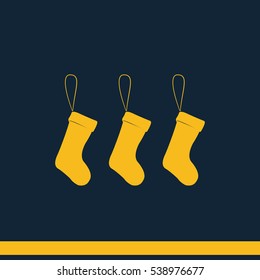 Hanging christmas socks illustration.
