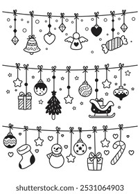 Hanging christmas, Christmas toys deciration, vector