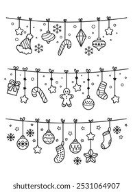 Hanging christmas, Christmas toys deciration, vector
