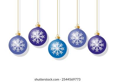 Hanging Christmas tree balls. Colored drawing. Horizontal front side view. Vector simple flat graphic illustration. Isolated object on white background. Isolate.