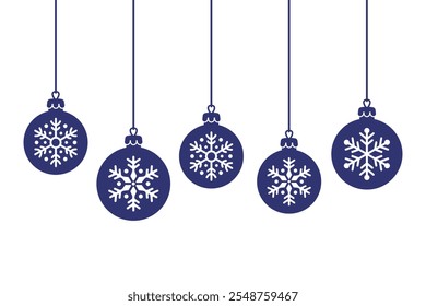 Hanging Christmas tree balls. Colored silhouette. Horizontal front side view. Vector simple flat graphic illustration. Isolated object on white background. Isolate.