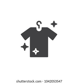 Hanging clean shirt vector icon. filled flat sign for mobile concept and web design. White short sleeve T-shirt on a hanger simple solid icon. Symbol, logo illustration
