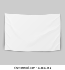 Hanging Clear White Flag Template isolated on background. Vector illustration.