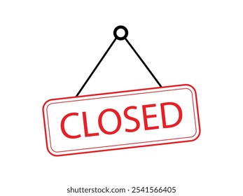 hanging closed oueline red board sign vector design isolated white background