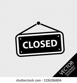 Hanging Closed Sign - Vector Illustration Icon - Isolated On Transparent Background