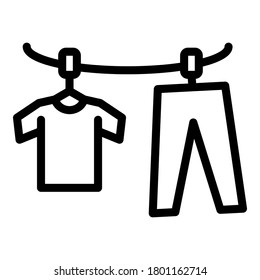 Hanging clothes icon. Outline hanging clothes vector icon for web design isolated on white background