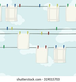 Hanging cloths on clothesline vector background