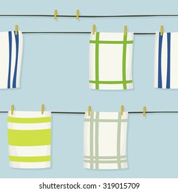 Hanging cloths on clothesline vector background