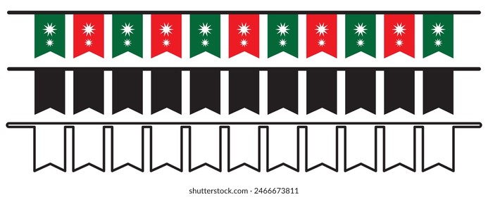  Hanging colored flags. Fastival flags vector set. Carnival colored garlands and bunting. Vector isolated illustration. 11:11