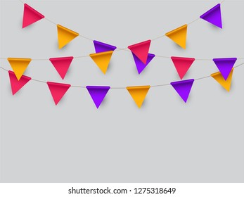 Hanging colorful birthday flags