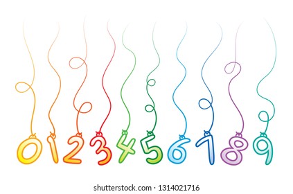 hanging colorful numbers. dangling numbers concept