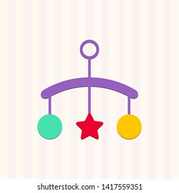 Hanging colorful toy for the crib icon, vector illustration isolated for a toy store or for a children's room.