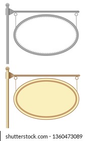 Hanging corner oval nameplates set with empty space for your text mockup signage design element.
