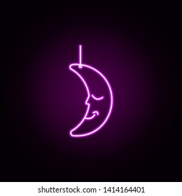 hanging crescent neon icon. Elements of toys set. Simple icon for websites, web design, mobile app, info graphics
