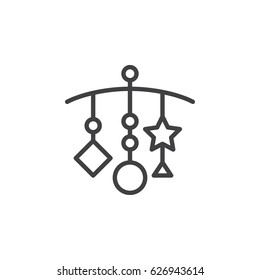 Hanging - Crib Toys line icon, outline vector sign, linear style pictogram isolated on white. Symbol, logo illustration. Editable stroke. Pixel perfect