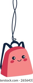 Mochila roja linda colgante con una cara feliz, perfecta para la escuela, estudiantes, viajes e ilustraciones con temas educativos.