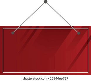 Plantilla roja oscura colgante del letrero con el marco blanco
