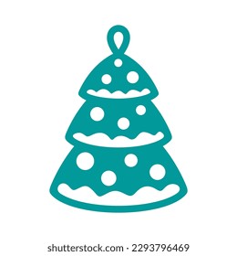 Hanging decoration - Christmas tree. Pendant for the New Year holidays. Simple cartoon flat style. Template for plotter laser cutting of paper, wood carving, metal engraving, cnc. Vector illustration.