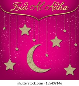 Hanging decoration Eid Al Adha card in vector format.