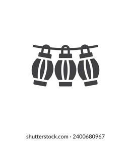 Hanging decoration lanterns vector icon. filled flat sign for mobile concept and web design. Paper Lanterns glyph icon. Symbol, logo illustration. Vector graphics